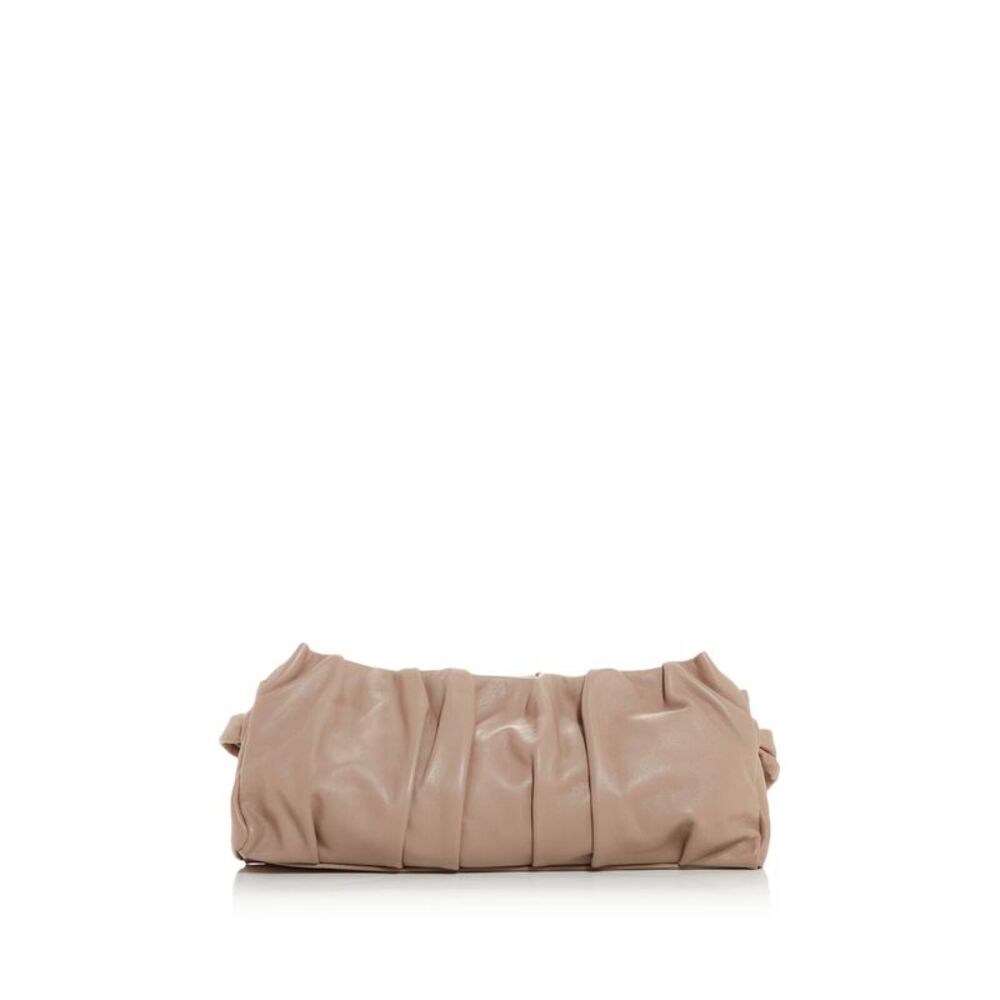 ELLEME Women's Beige Ruched Solid Single Strap Shoulder Bag